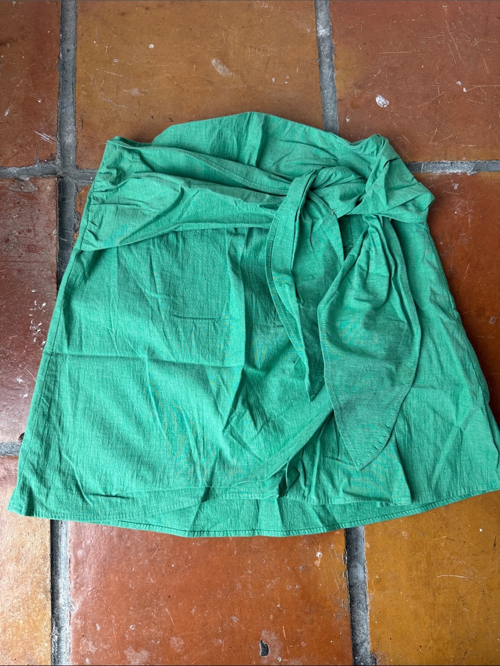 Zara Emerald Green Tie-Waist Mini Skirt